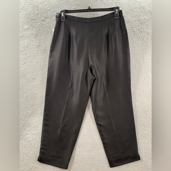 NWT Amanda Smith Pure Silk Women’s Plus Black Flat Side Zip Up Pants Size 14 - Picture 9 of 16